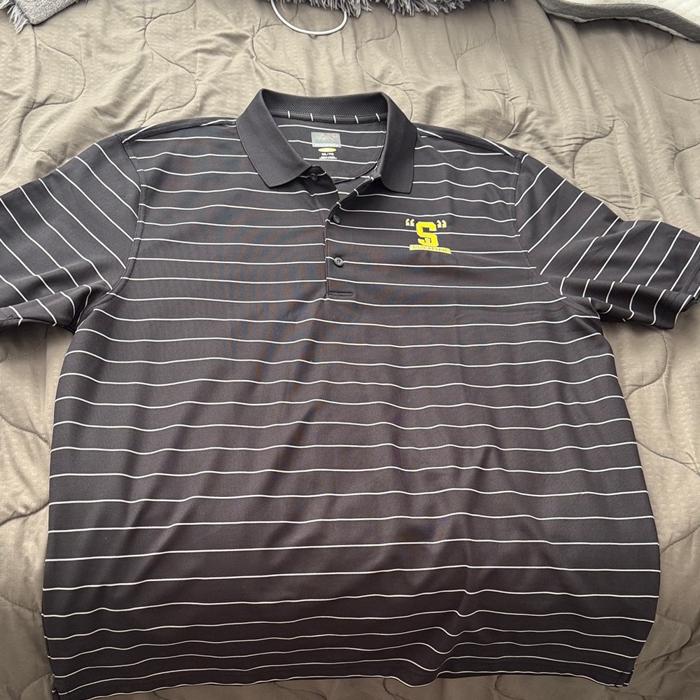 Greg Norman Black Striped Polo Shirt play dry material, super cool